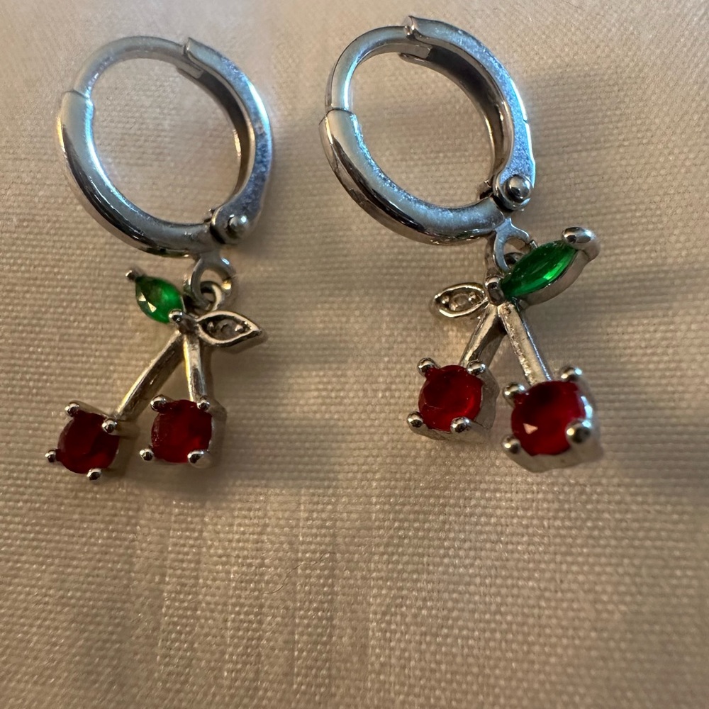 New ruby cherry earrings